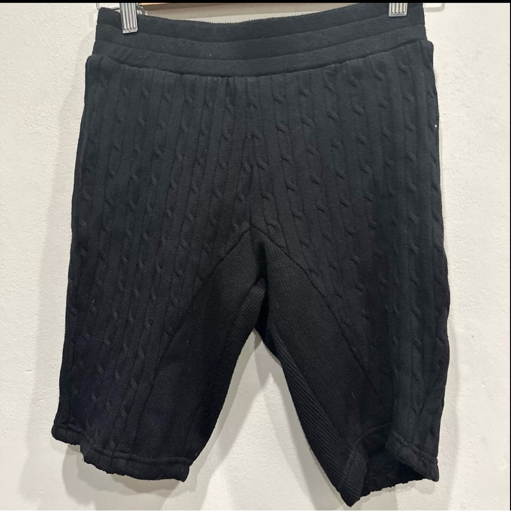 Maniere De Voir French Cable Knit Black Biker Shorts Knit 10 Euro or 6 US